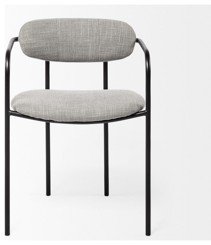 Set of 2 Black and Heathered Gray Dining Chairs
