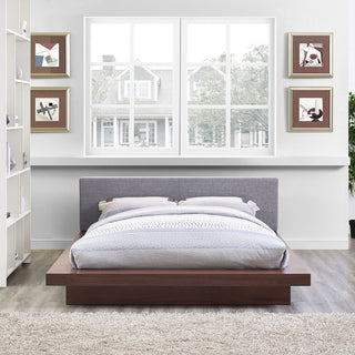 Walnut Gray Freja Queen Fabric Platform Bed