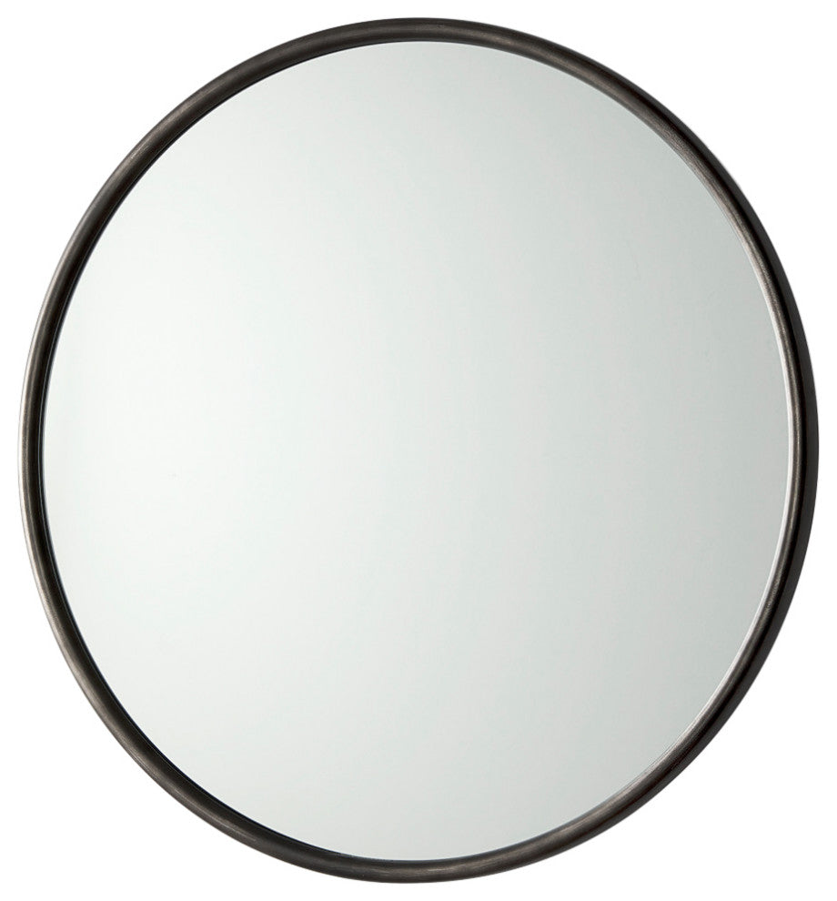 Piper Black Metal Frame Round Mirror, 36"