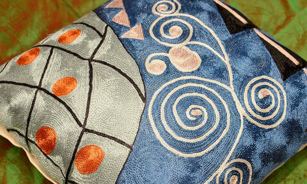 Klimt Pillow Cover Seed Tree Handmade Art Silk 18x18"