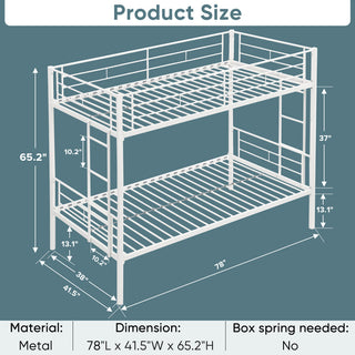 Gewnee Twin Over Twin Metal Bunk Bed