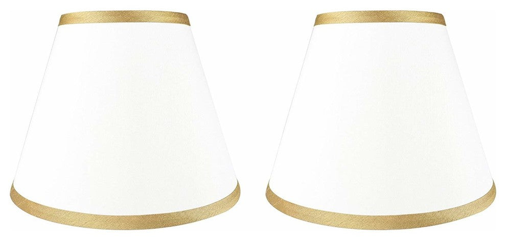 Hardback Faux Silk Coolie Lamp Shade, 5x9x7", Cream, Off White, Gold, Set of 2