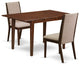 3Pc Dining Set, Butterfly Leaf Table, 2 Chairs, Light Tan Chairs Seat, Mahogany