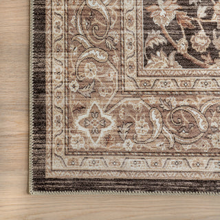 Nuloom Cerise Floral Faded Spill Proof Washable Area Rug, Dark Brown 5'x8'