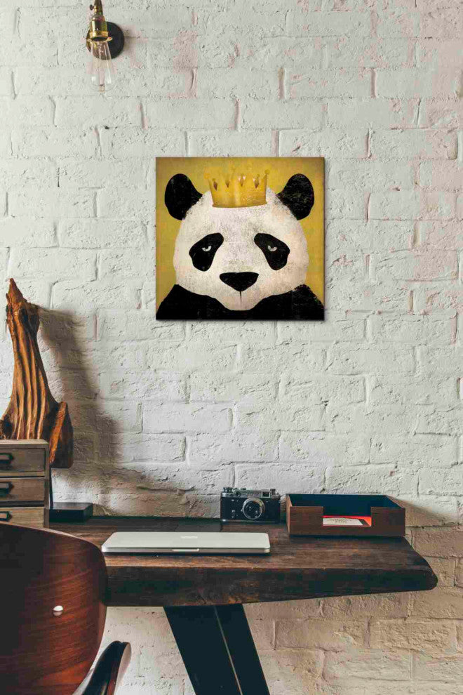 Epic Graffiti 'Panda With Crown' by Ryan Fowler, Giclee Canvas Wall Art, 12"x12"