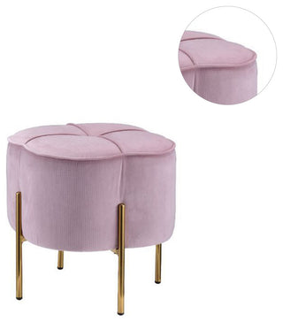 Round Ottoman With Gold Legs, Pink