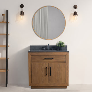 Vanity Art Bathroom Vanity With Sink, Tan, 36" Single, Black Limestone Top