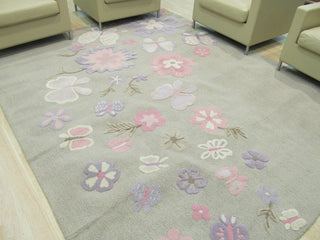 EORC Gray Hand-Tufted Wool Kid's Butterfly Rug 2' x 3'