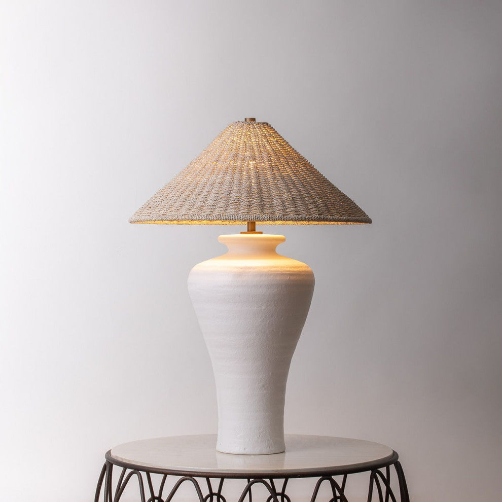 Pezante Table Lamp, Patina Brass/Ceramic Loft White