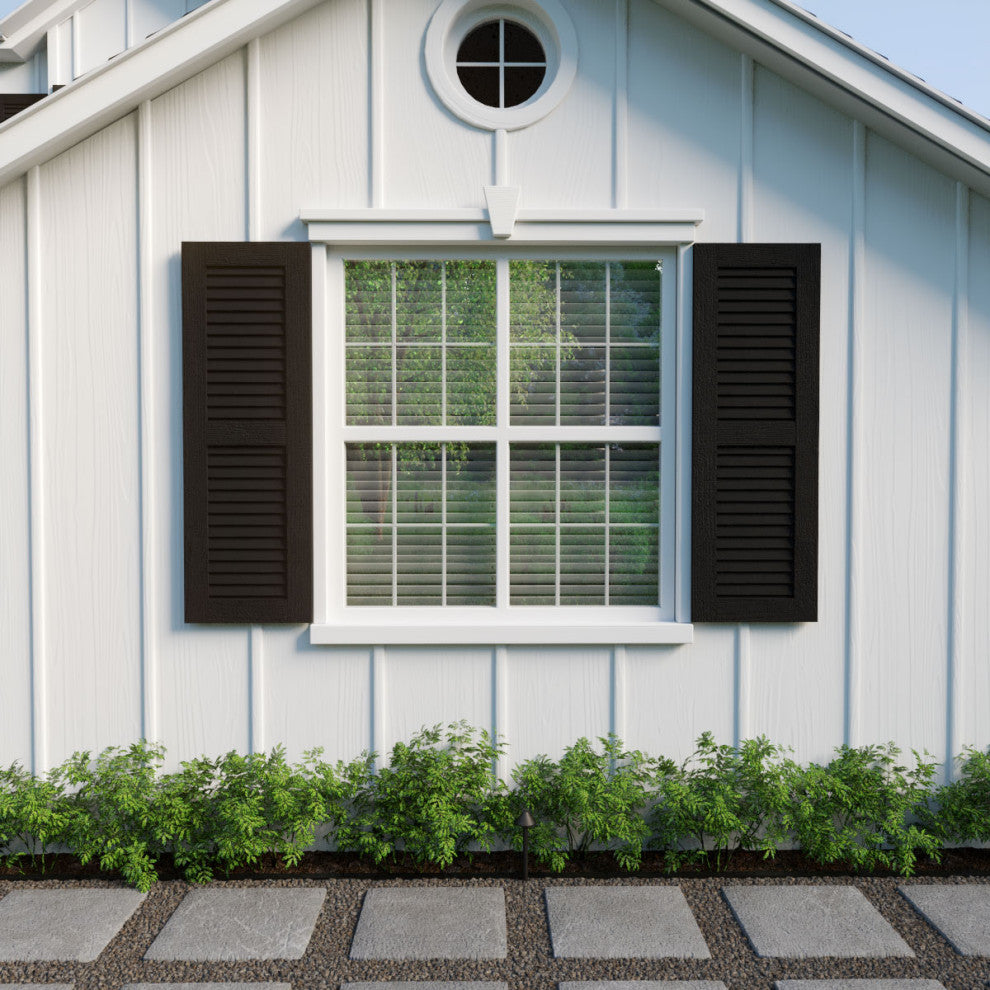 Rustic 2 Equal Louver Faux Wood Shutters, Per Pair, Rough Sawn, 15x72"