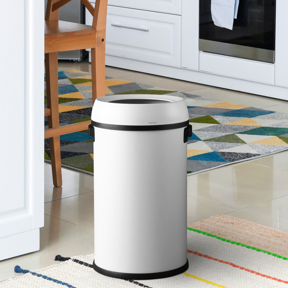Chuck Kitchen/Office 17.2-Gallon Open-Top Trash Can, White
