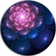 Fractal Flower Pink And Blue, Floral Digital Art Disc Metal Art, 23"