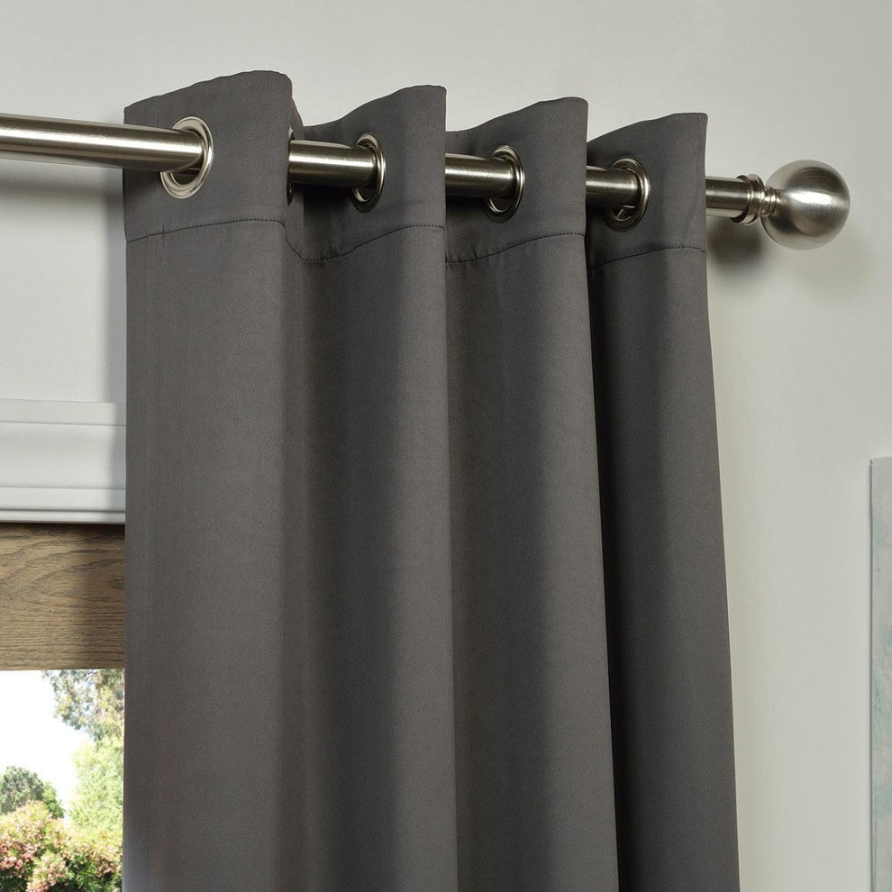 Anthracite Gray Grommet Room Darkening Curtain, Set of 2, 50"x120"
