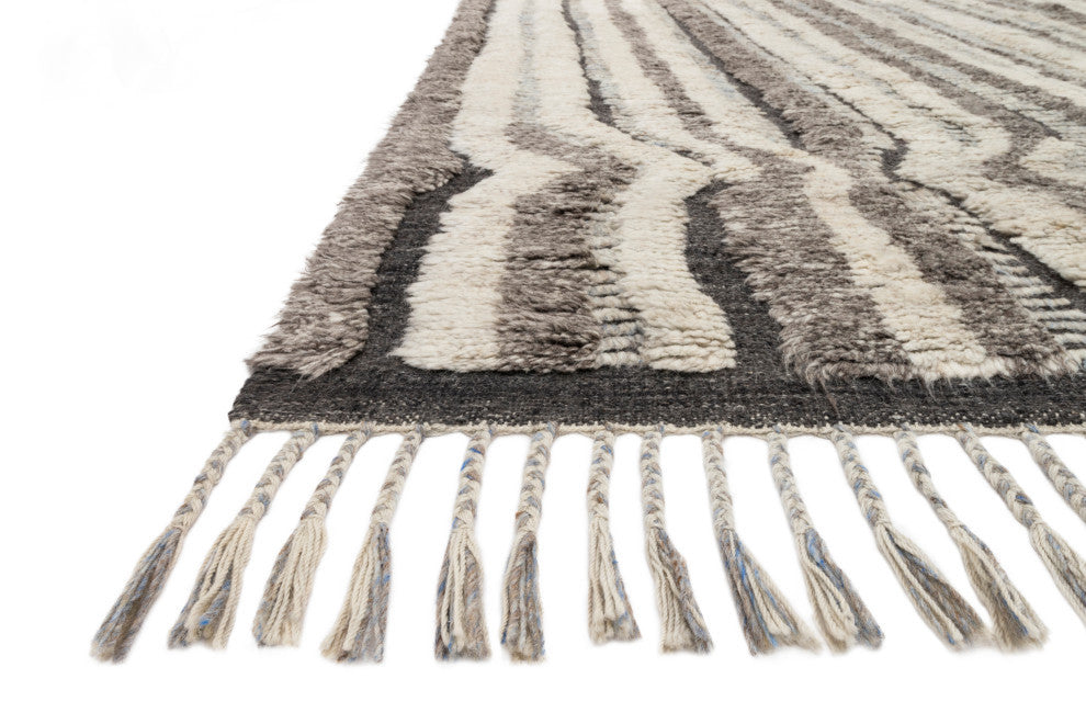 Loloi Hand Knotted Khalid KF-03 Stone / Charcoal Area Rug, 4''-0" X 6''-0"