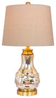 22.5" Bubbled Genie Bottle Glass & Metal Table Lamp, Mercury Glass & Satin Brass