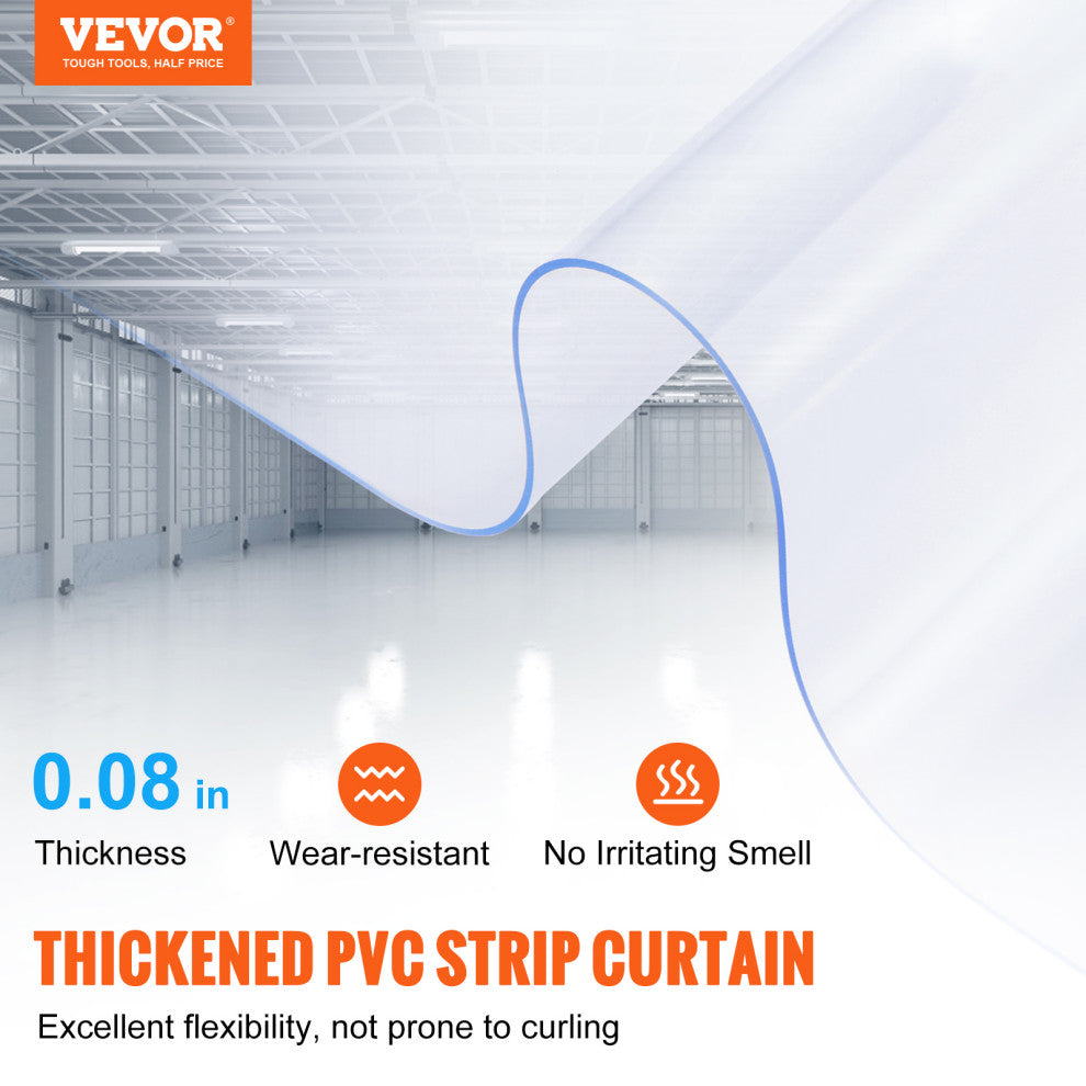 VEVOR Strip Curtain PVC Door Curtain 150'' x 8" Roll Cooler Freezer Clear Plastic