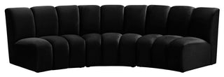 Infinity Channel Tufted Velvet Modular Chair, Black, 3 Pieces