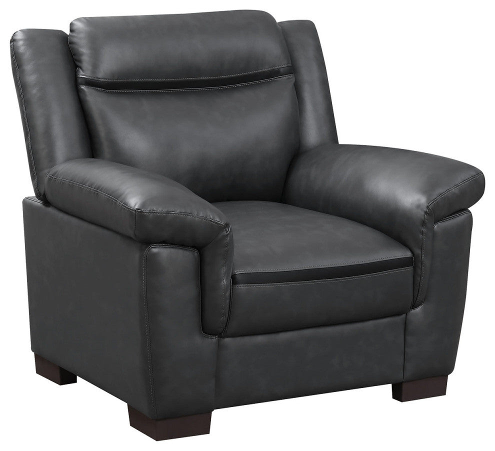 Chair With Faux Leather Upholstery, Dark Brown