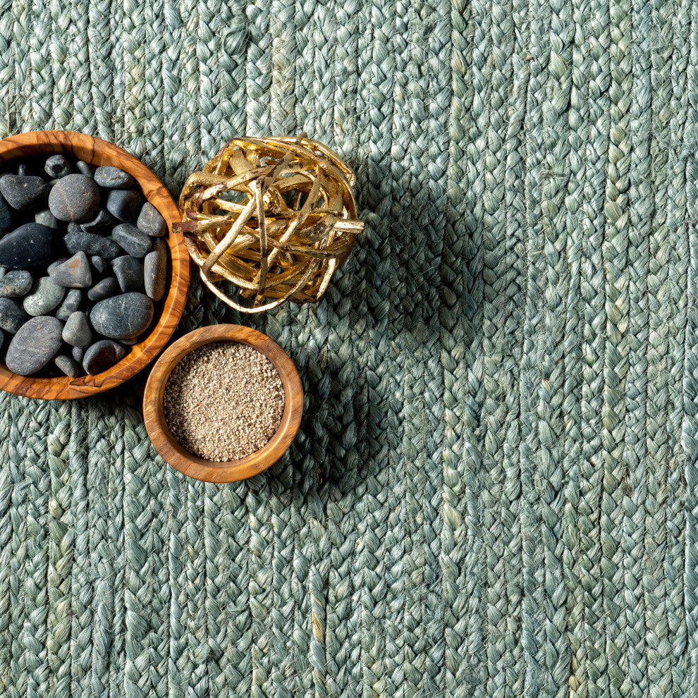 Nuloom Rigo Hand Woven Farmhouse Jute Rug, Green 9' x 12'