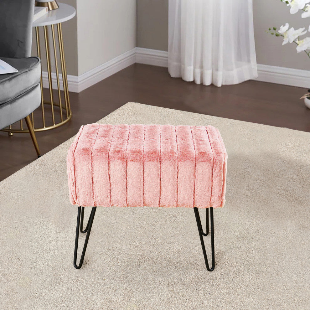 Serenta Super Mink Ottoman, Soft Pink, 19''x13''x17''