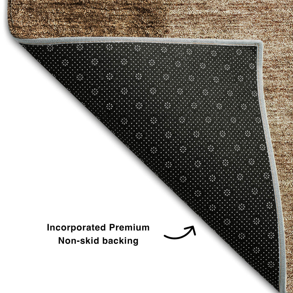 Premium Machine Washable Mayfield AMF690 Brown 8' x 8' Round Rug