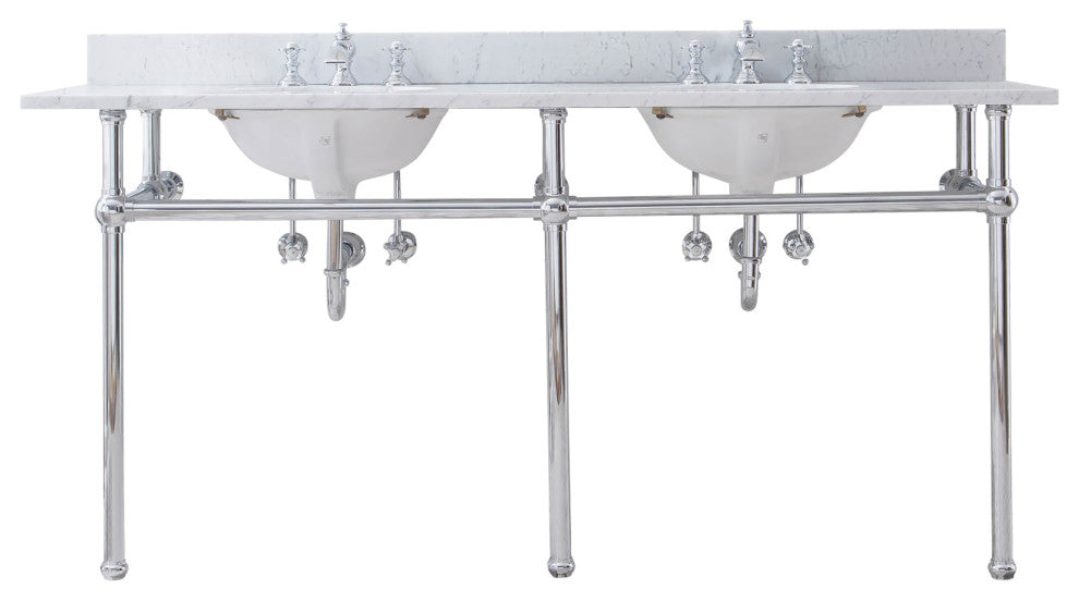 Embassy 72" Wide Double Wash Stand, P-Trap, Countertop With Basin, Faucet