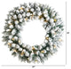 24" Flocked Faux Christmas Wreath With 160 Bendable Branches and 35 White Lights