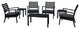 7-Piece Artemis XL Club Seating Set Black With Acrylic Fabric Charcoal Cushions