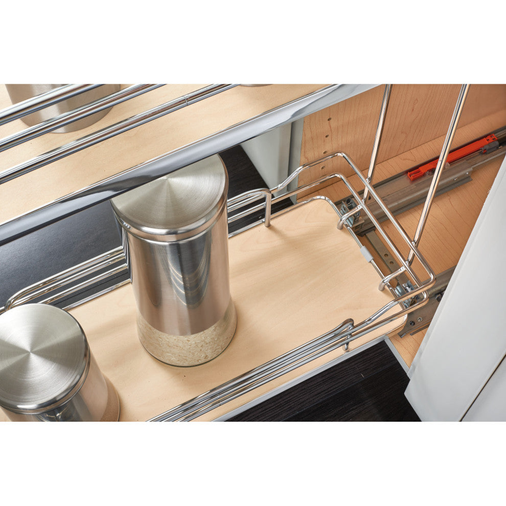 Two-Tier Sold Surface Pull Out Organizers With Soft Close, Gray, 11.75"