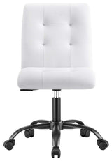 Prim Armless Vegan Leather Office Chair, Black White