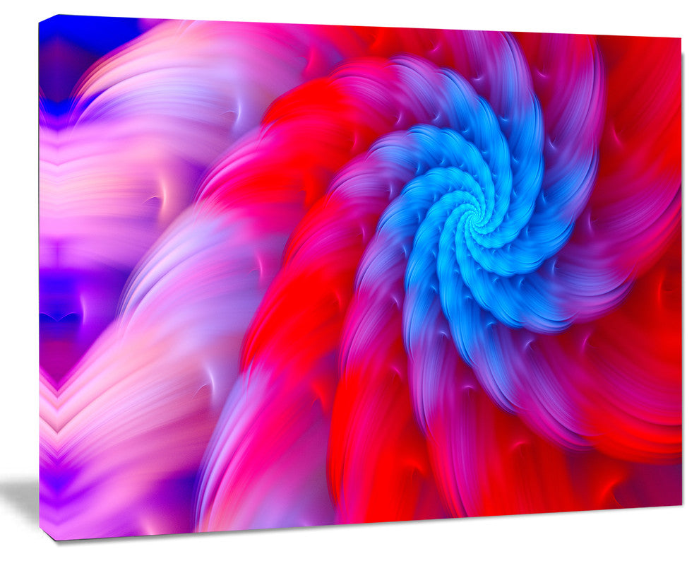 Rotating Red Pink Fractal Flower, Floral Canvas Art Print, 40"x30"