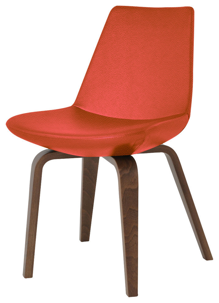 Eiffel Plywood Dining Chair, American Walnut Base, Orange Leatherette