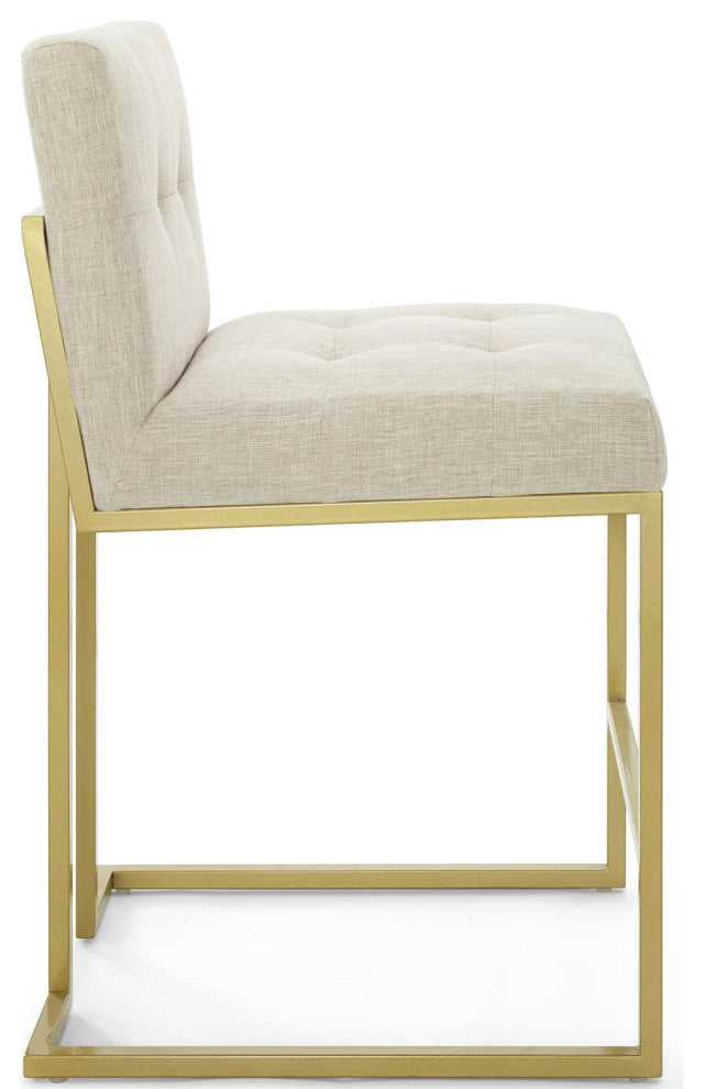Beige Fabric Counter Stool, Heidi Giselle Gold Counter Stool, Luxe Glam Tufted