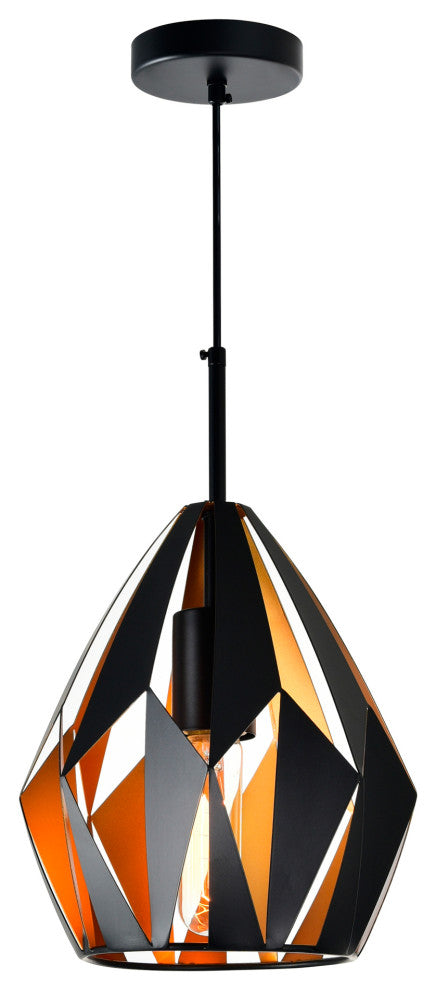 Oxide 1 Light Down Pendant With Black+Copper Finish