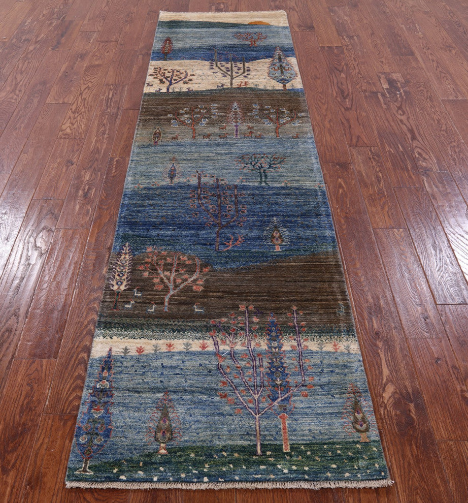 Runner Tribal Persian Gabbeh Hand Knotted Rug 2' 7" X 9' 9" Q9807