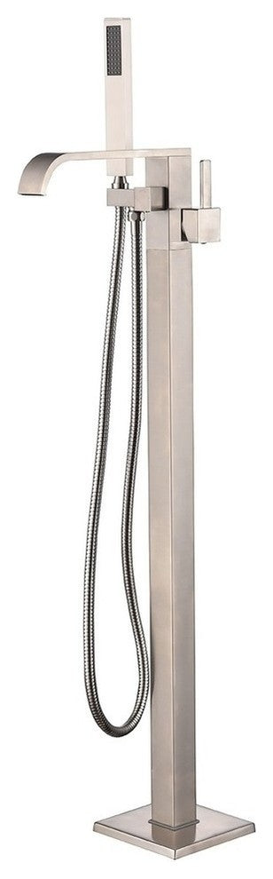 ADM Freestanding Tub Filler Handheld Shower Spray, Brushed Nickel, 59" Hose