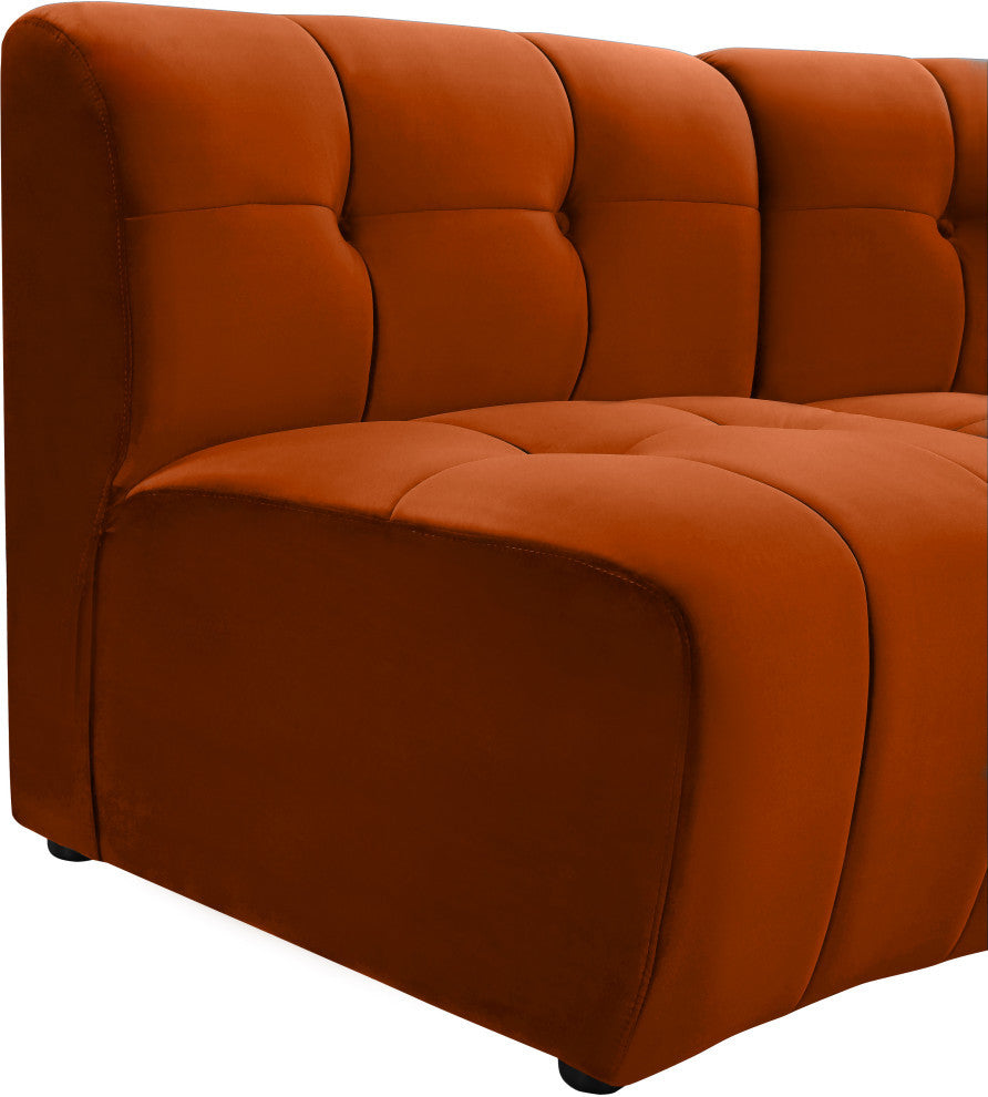 Limitless Velvet Upholstered 3-Piece Modular Sectional, Cognac