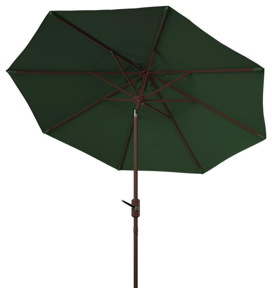 Safavieh Ortega 9' Auto Tilt Crank Umbrella, Hunter Green