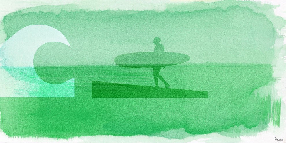"Cali Surfer" Painting Print on Wrapped Canvas, 60"x30