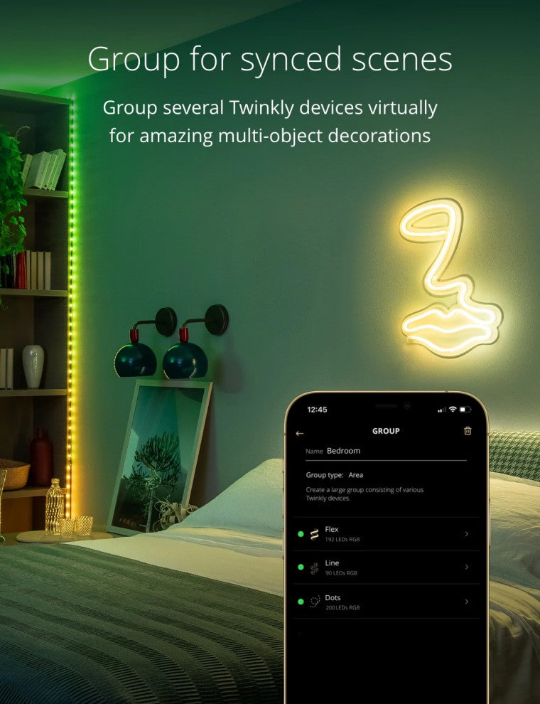Twinkly Dots Indoor Smart Light String 60 RGB LEDs, Black Wire, Light Decor, 10'