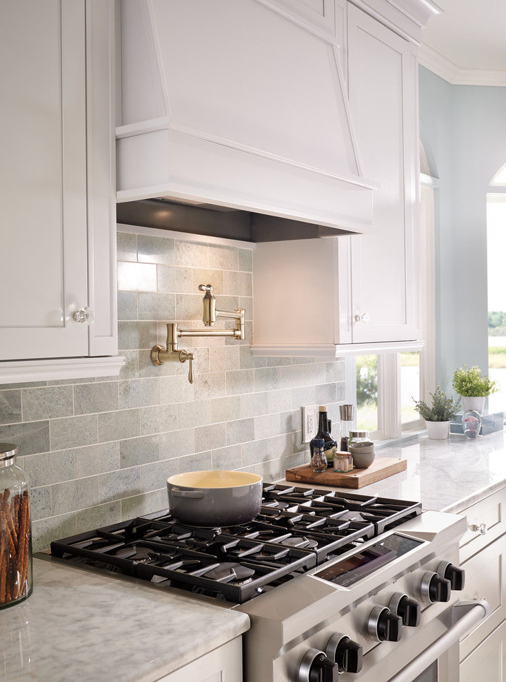 Delta Traditional Wall Mount Pot Filler, Champagne Bronze, 1177LF-CZ