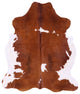 7' 7" X 6' 5" Brown and White Natural Cowhide Rug C1750