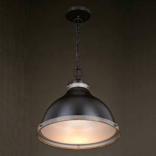 Sheffield 15" Pendant New Bronze and Distressed Ash with Light Silver Inner