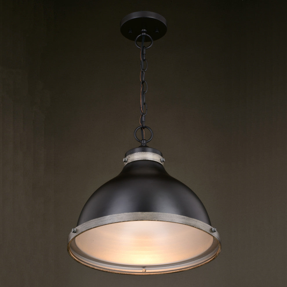 Sheffield 15" Pendant New Bronze and Distressed Ash with Light Silver Inner
