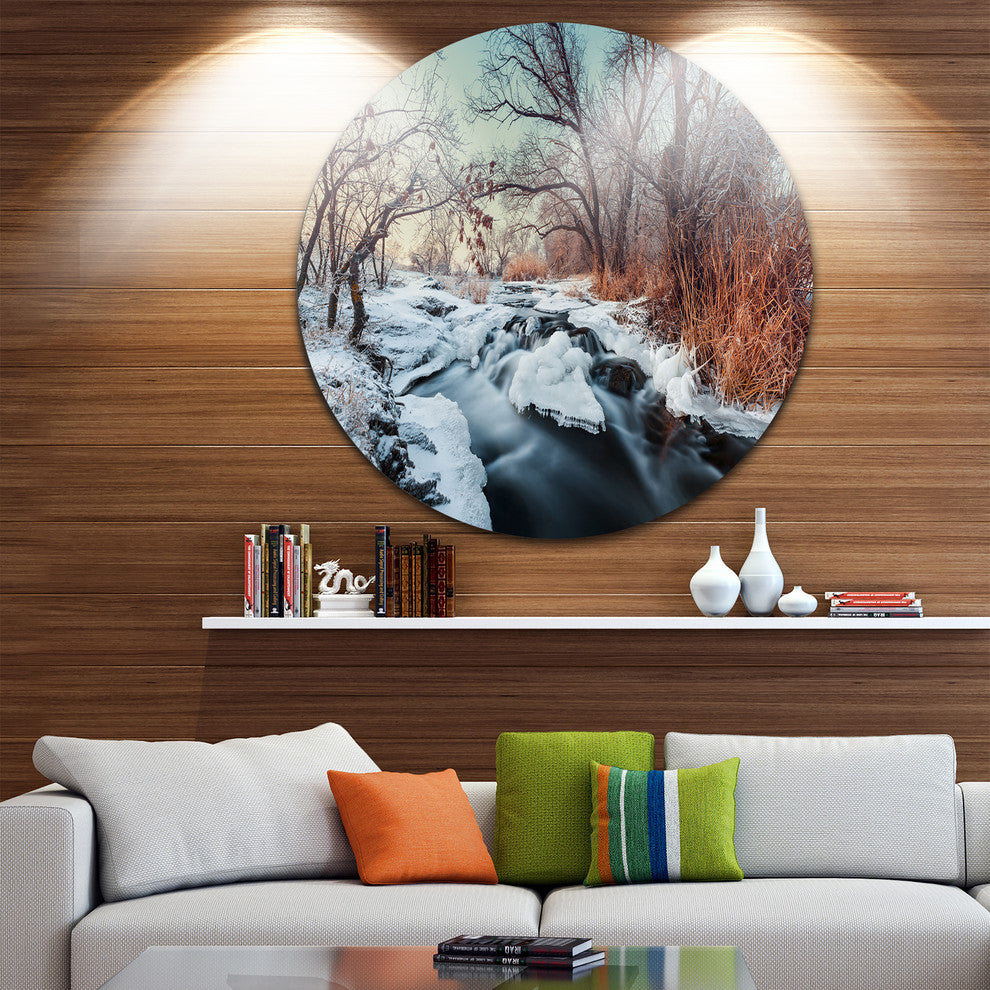 Ukraine Winter Forest, Landscape Photo Round Wall Art, 11"