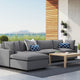 Modular Lounge Sectional Deep Sofa Set, Sunbrella, Gray, Modern, Outdoor