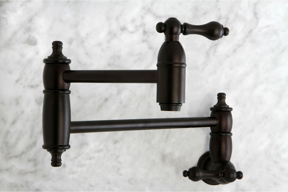 Kingston Brass Wall Mount Pot Filler Kitchen Faucet, Oil Rubbed Bronze