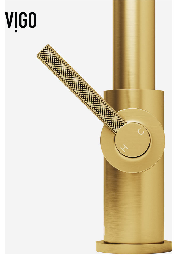VIGO Utopia 14" H Single Handle Pull-Down Sprayer Kitchen Bar Faucet, Matte Brushed Gold