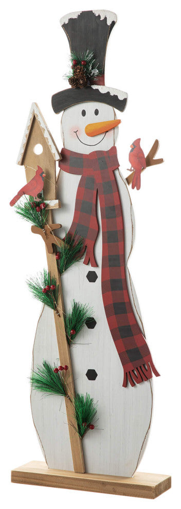 36"H Lighted Wooden Snowman Porch Decor, Snowman