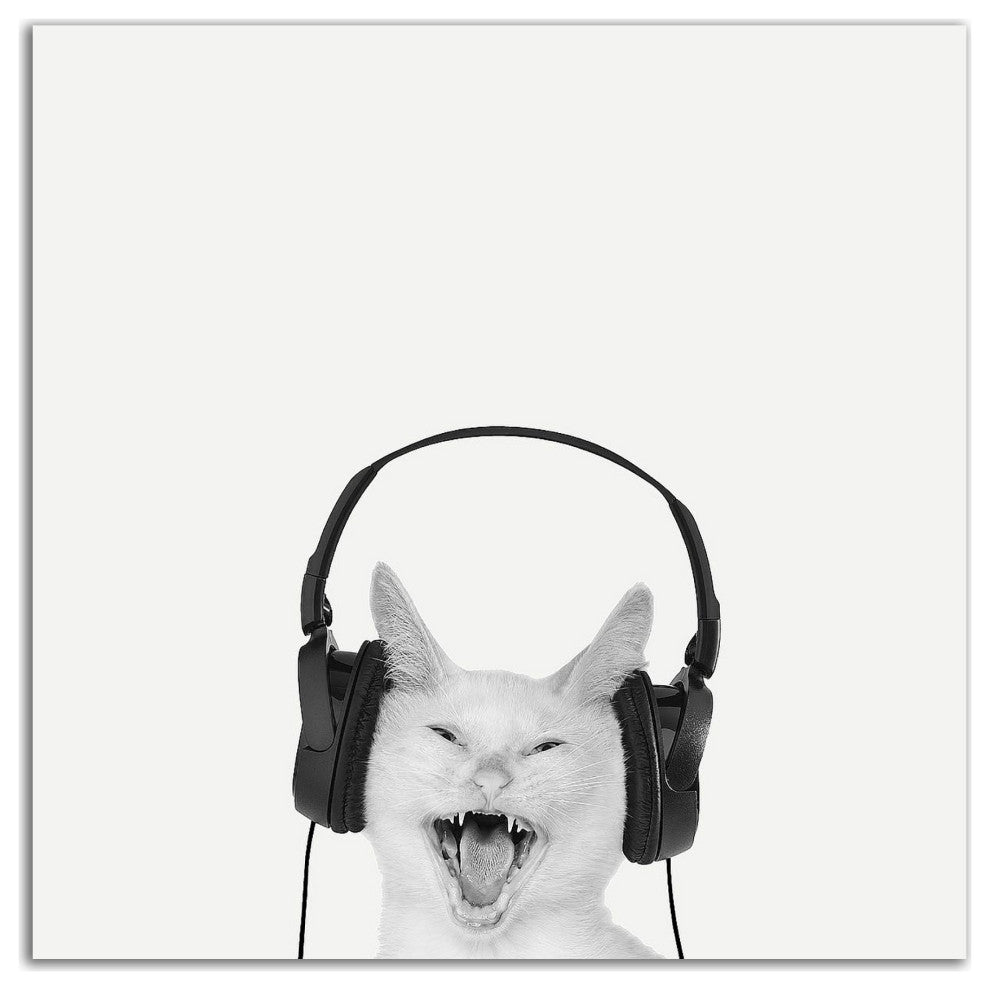"Rockin Kitten" by Jon Bertelli, Print on Canvas, 18"x18"